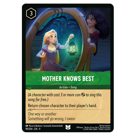 Mother Knows Best 99/204 card from the Lorcana set Fabled