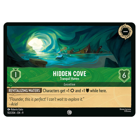 Hidden Cove - Tranquil Haven 102/204 card from the Lorcana set Fabled