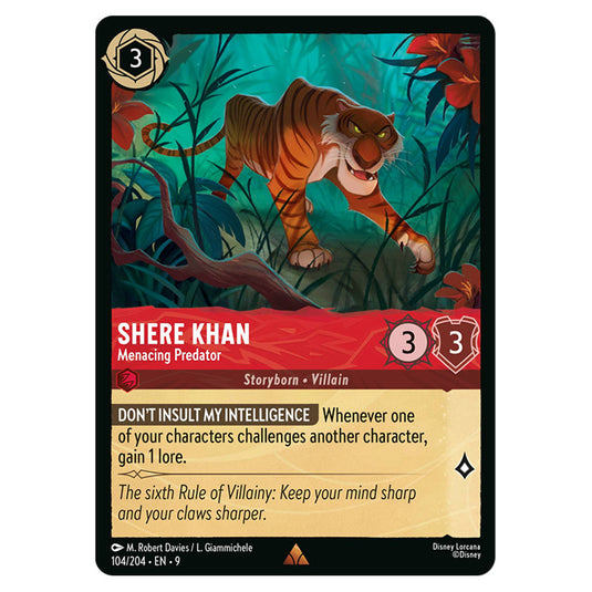 Shere Khan - Menacing Predator 104/204 card from the Lorcana set Fabled