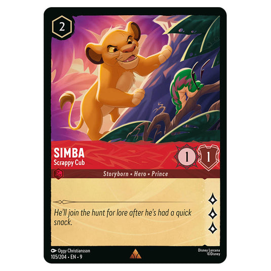 Simba - Scrappy Cub 105/204 card from the Lorcana set Fabled