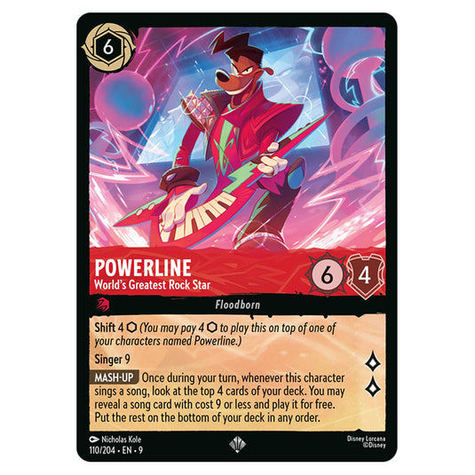 Powerline - World's Greatest Rock Star 110/204 card from the Lorcana set Fabled
