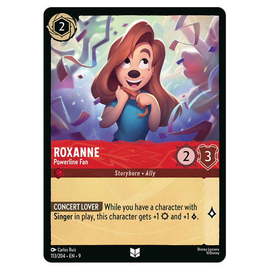 Roxanne - Powerline Fan 113/204 card from the Lorcana set Fabled