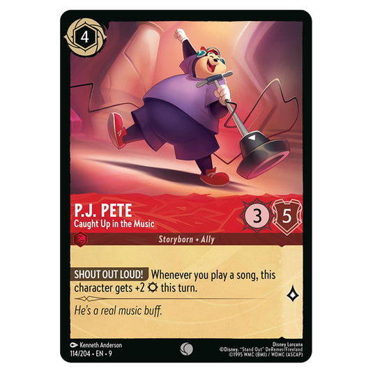 P.J. Pete - Caught Up in the Music 114/204 card from the Lorcana set Fabled