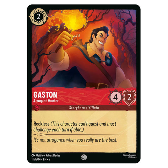 Gaston - Arrogant Hunter 115/204 card from the Lorcana set Fabled