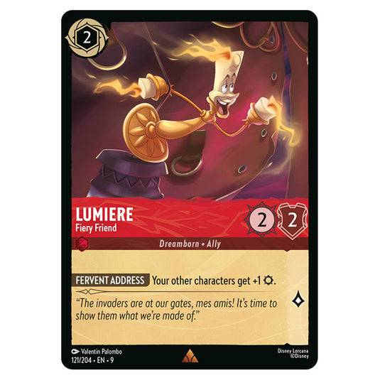 Lumiere - Fiery Friend 121/204 card from the Lorcana set Fabled