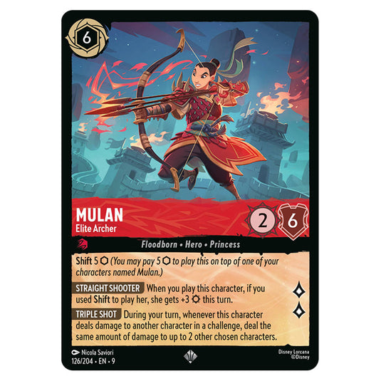 Mulan - Elite Archer 126/204 card from the Lorcana set Fabled