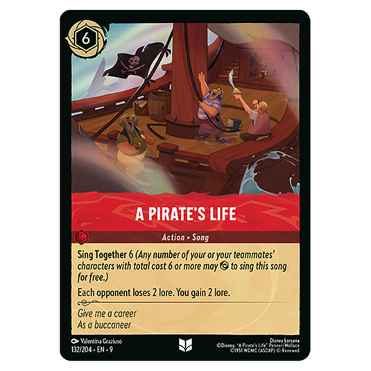 A Pirate's Life 132/204 card from the Lorcana set Fabled