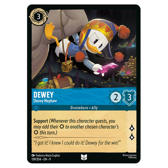 Dewey - Showy Nephew 139/204 card from the Lorcana set Fabled