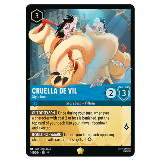 cruella deville lorcana card Lorcana - Fabled - Cruella De Vil - Style Icon (Legendary)
