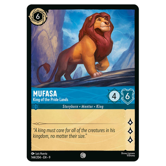 Mufasa - King of the Pride Lands 144/204 card from the Lorcana set Fabled