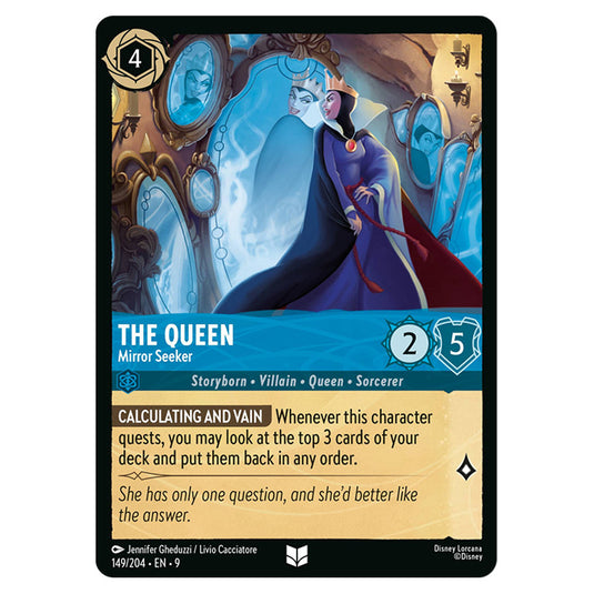 The Queen - Mirror Seeker 149/204 card from the Lorcana set Fabled