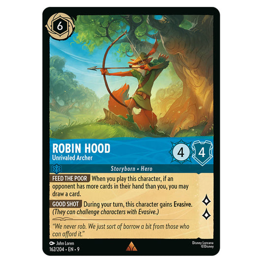 Robin Hood - Unrivaled Archer 162/204 card from the Lorcana set Fabled