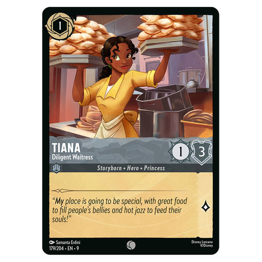 Tiana - Diligent Waitress 179/204 card from the Lorcana set Fabled