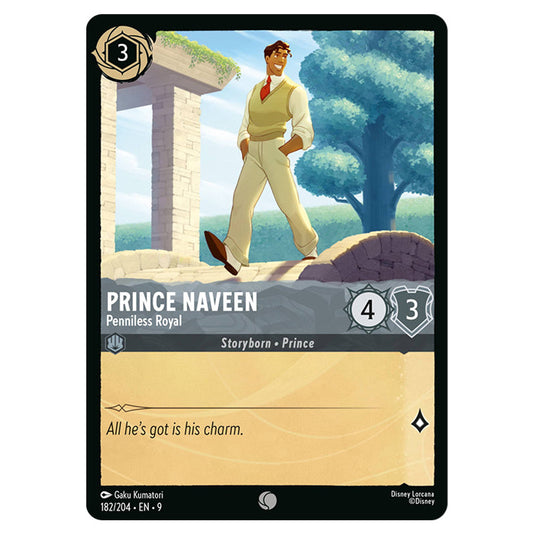 Prince Naveen - Penniless Royal 182/204 card from the Lorcana set Fabled