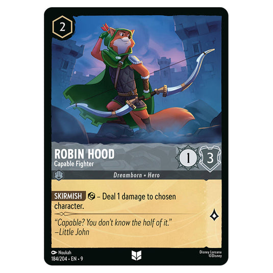 Robin Hood - Capable Fighter 184/204 card from the Lorcana set Fabled