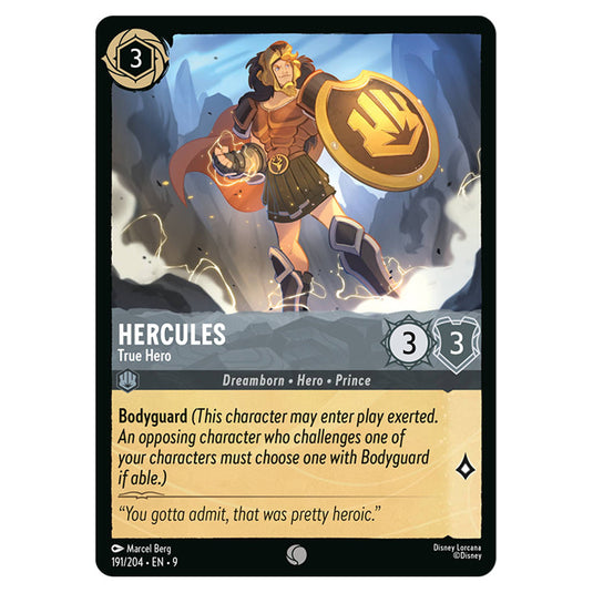 Hercules - True Hero 191/204 card from the Lorcana set Fabled