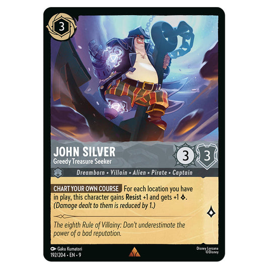John Silver - Greedy Treasure Seeker 192/204 card from the Lorcana set Fabled