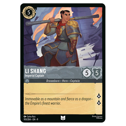 Li Shang - Imperial Captain 193/204 card from the Lorcana set Fabled