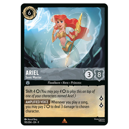 Ariel - Sonic Warrior 195/204 card from the Lorcana set Fabled