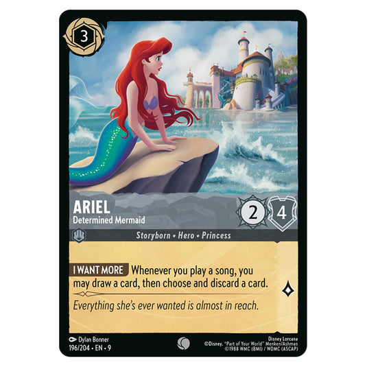 Ariel - Determined Mermaid 196/204 card from the Lorcana set Fabled