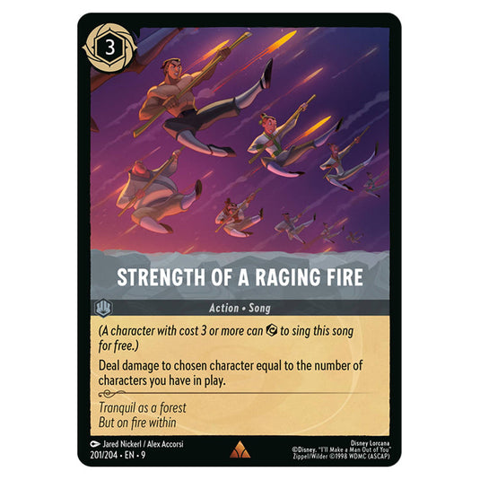 Strength of a Raging Fire 201/204 card from the Lorcana set Fabled