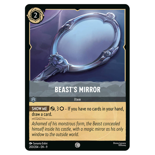 Beast's Mirror 203/204 card from the Lorcana set Fabled