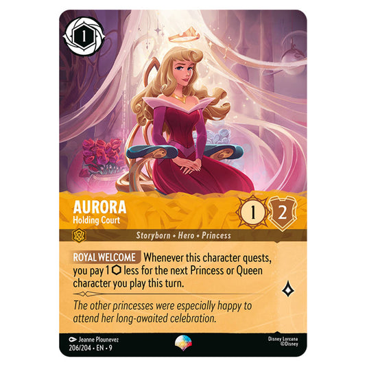 Aurora - Holding Court 206/204 card from the Lorcana set Fabled