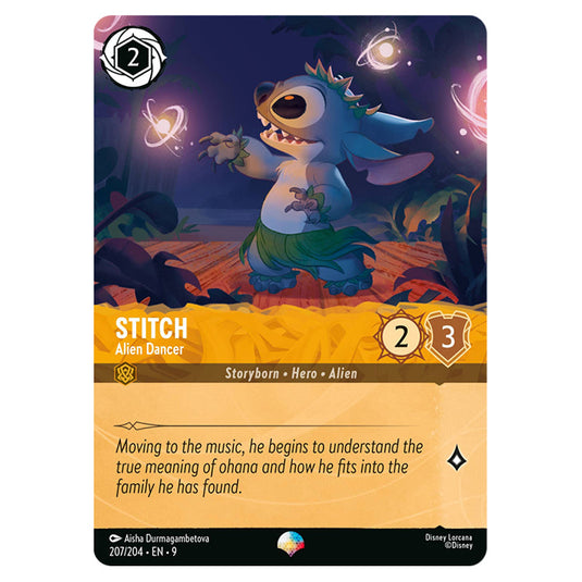 Stitch - Alien Dancer 207/204 card from the Lorcana set Fabled