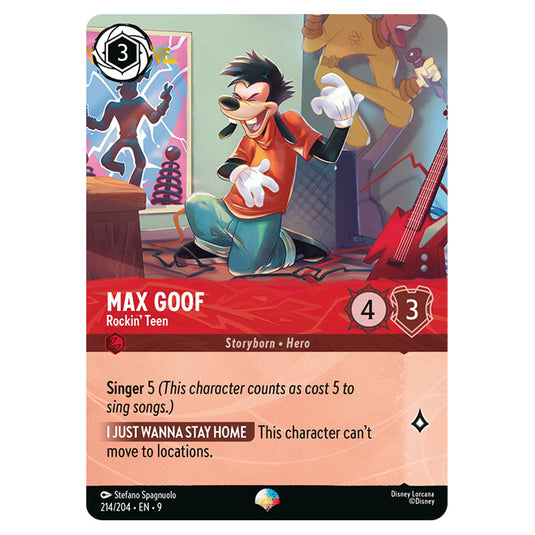 Max Goof - Rockin' Teen 214/204 card from the Lorcana set Fabled