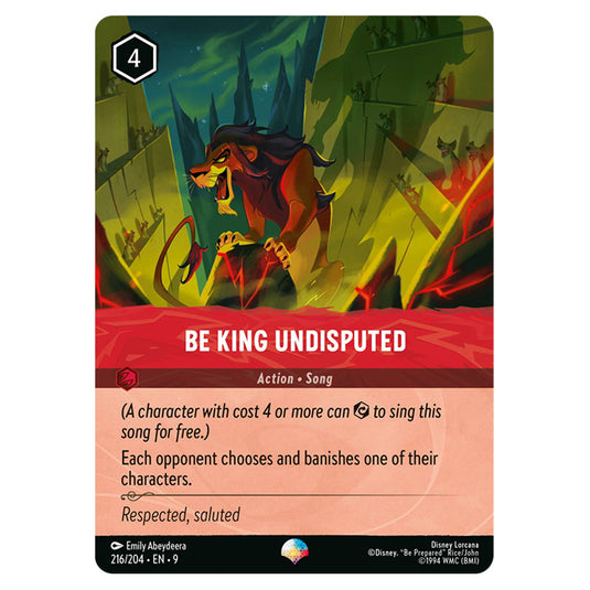 Be King Undisputed 216/204 card from the Lorcana set Fabled