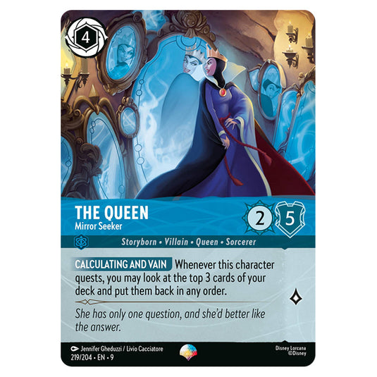 The Queen - Mirror Seeker 219/204 card from the Lorcana set Fabled