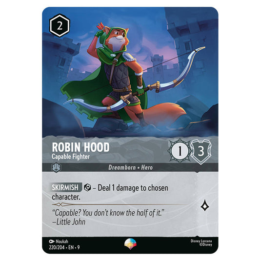 Robin Hood - Capable Fighter 220/204 card from the Lorcana set Fabled
