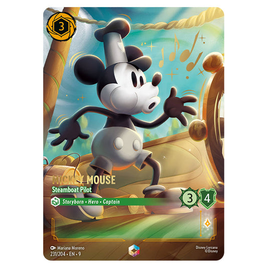Mickey Mouse - Steamboat Pilot 231/204 card from the Lorcana set Fabled