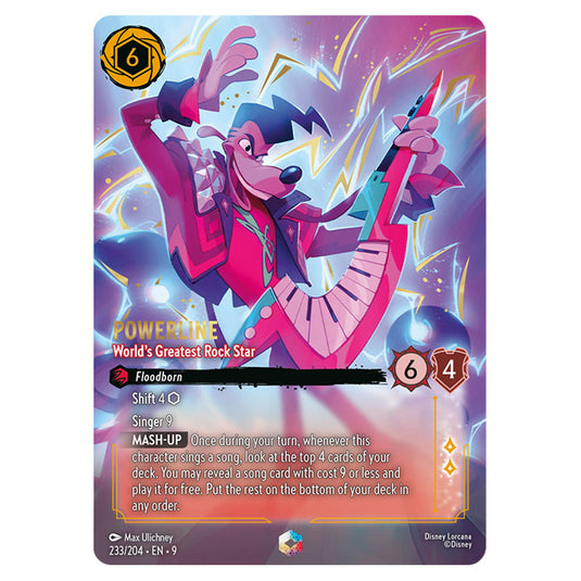 Powerline - World's Greatest Rock Star 233/204 card from the Lorcana set Fabled