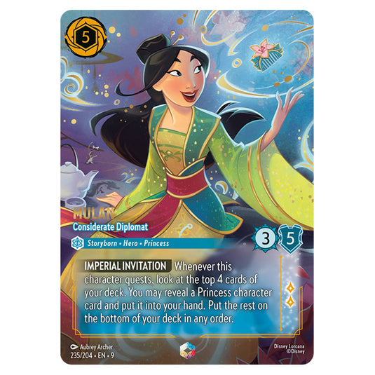 Mulan - Considerate Diplomat 235/204 card from the Lorcana set Fabled
