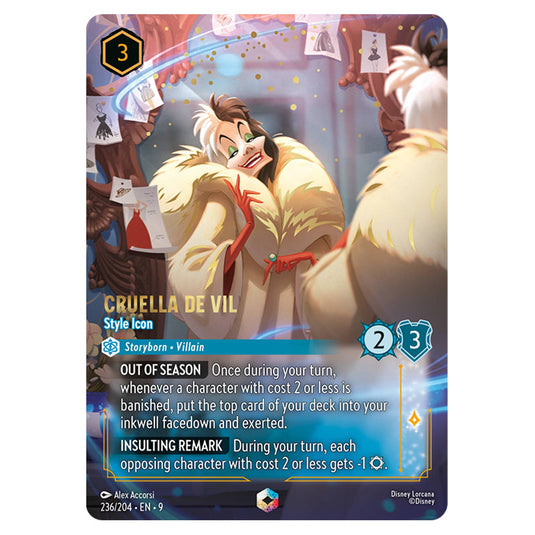 Cruella De Vil - Style Icon 236/204 card from the Lorcana set Fabled