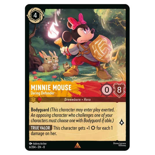 Minnie Mouse - Daring Defender 6/204 card from the Lorcana set Reign of Jafar