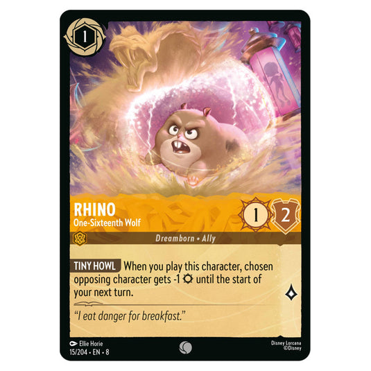 Rhino - One‐Sixteenth Wolf 15/204 card from the Lorcana set Reign of Jafar