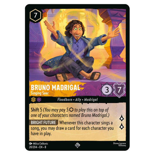 Lorcana - Reign of Jafar - Bruno Madrigal - Singing Seer (Super Rare) Lorcana - Reign of Jafar - Bruno Madrigal - Singing Seer (Super Rare)
