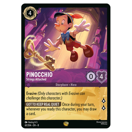 Pinocchio - Strings Attached 61/204 card from the Lorcana set Reign of Jafar