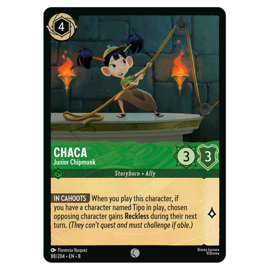 Chaca - Junior Chipmunk 88/204 card from the Lorcana set Reign of Jafar