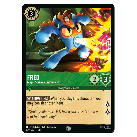 Fred - Major Science Enthusiast 92/204 card from the Lorcana set Reign of Jafar