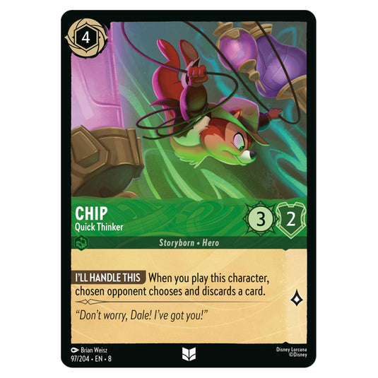 Chip - Quick Thinker 97/204 card from the Lorcana set Reign of Jafar