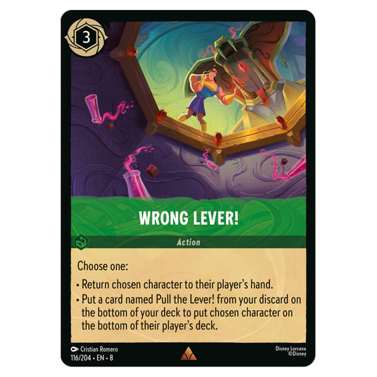 Wrong Lever! 116/204 card from the Lorcana set Reign of Jafar