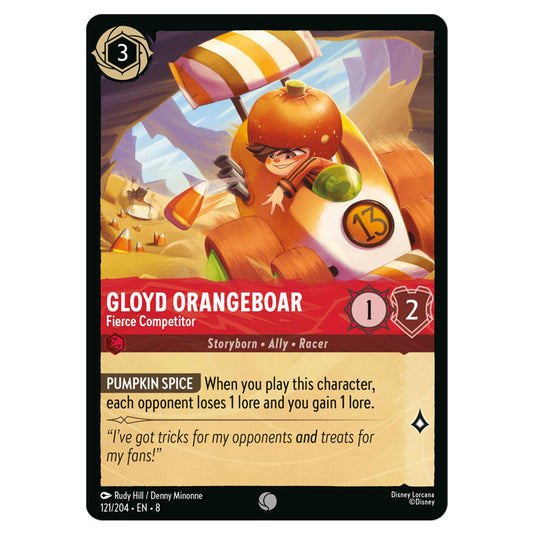 Gloyd Orangeboar - Fierce Competitor 121/204 card from the Lorcana set Reign of Jafar