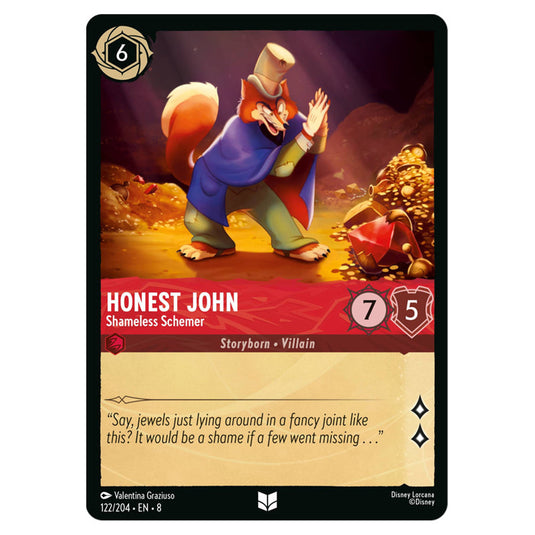 Honest John - Shameless Schemer 122/204 card from the Lorcana set Reign of Jafar