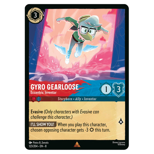 Gyro Gearloose - Eccentric Inventor 123/204 card from the Lorcana set Reign of Jafar