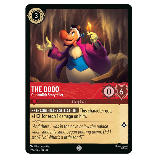 The Dodo - Outlandish Storyteller 126/204 card from the Lorcana set Reign of Jafar
