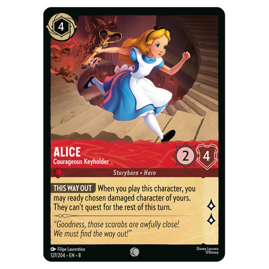 Alice - Courageous Keyholder 127/204 card from the Lorcana set Reign of Jafar