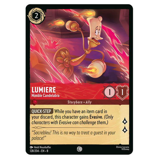 Lumiere - Nimble Candelabra 128/204 card from the Lorcana set Reign of Jafar